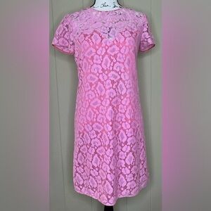Moschino Y2K Cheap & Chic Barbie Pink Crochet Lace Lined Shift Dress Size 4